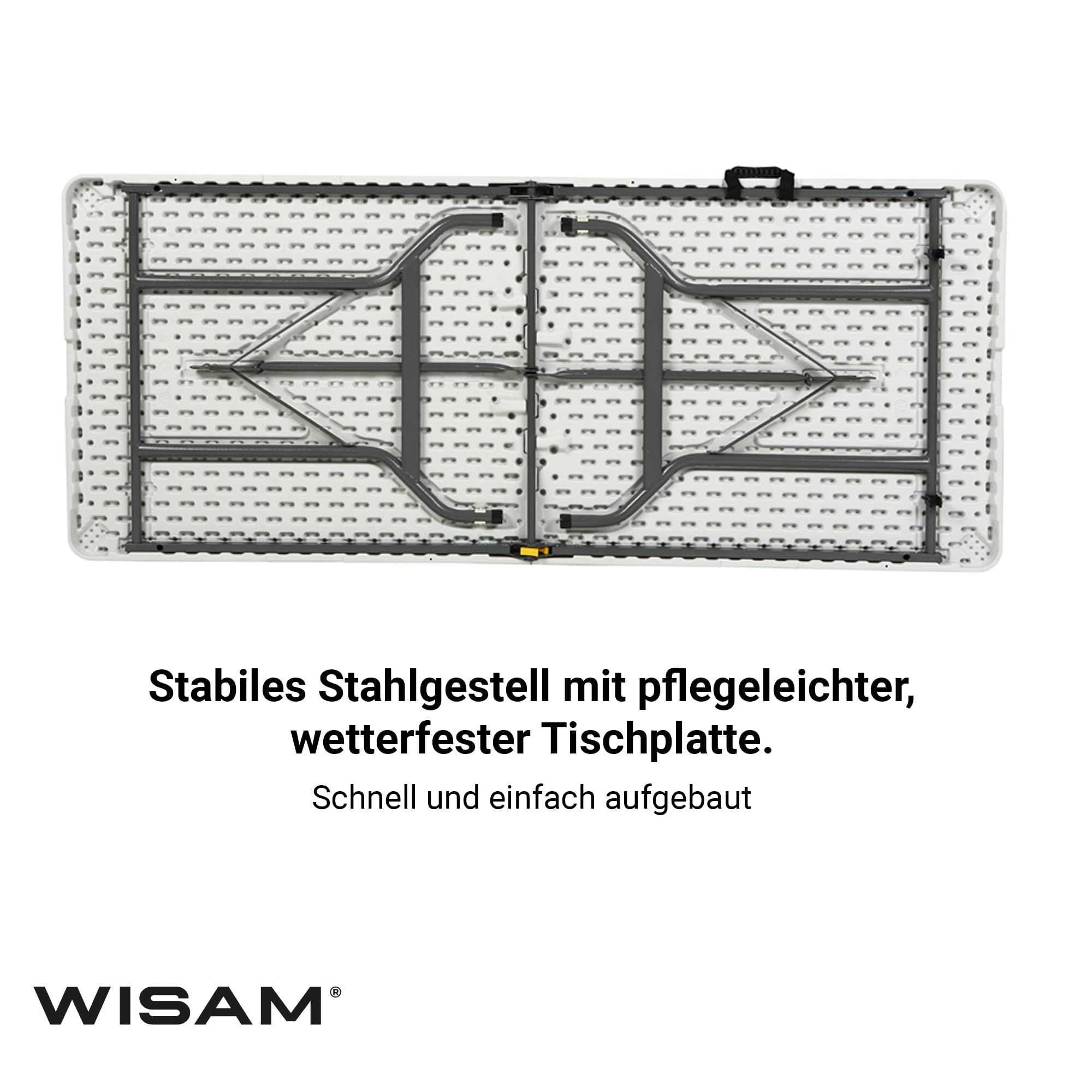 Wisam Tisch aus Kunststoff, Klapptisch Gartentisch Esstisch Campingtisch Koffertisch, klappbar 180cm, perfekt für Garten Balkon Camping