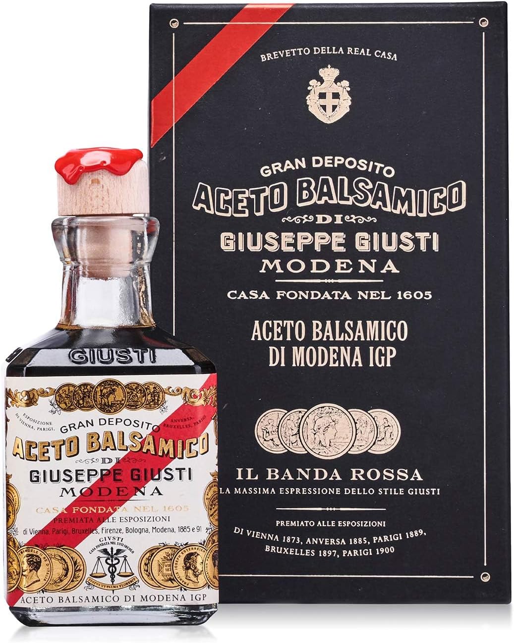 Premium Balsamic Vinegar of Modena IGP – 5 Gold Medals Italian Aceto Balsamico di Modena in a Luxurious Gift Box, Thick, Rich & Balanced Gourmet Condiment for Finishing – 8.45 fl oz (250 ml)