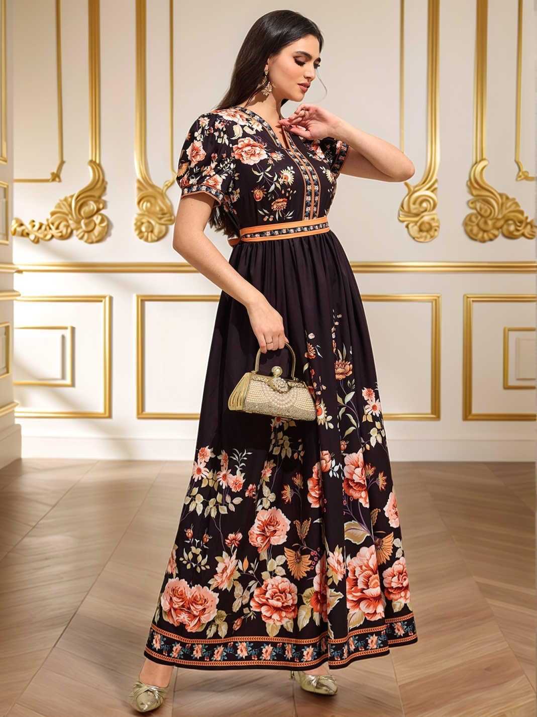 Embroidery Abayas for Women Muslim Moroccan Floral Maxi Kaftan Dress Arabic Islamic Dubai Robe Ramadan Prayer Clothes - Image 5