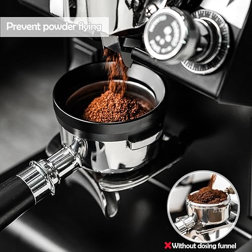 Miniatura 2 de Embudo de dosificación de 2.126 in, embudo portafiltro magnético, anillo de dosificación de café compatible con portafiltros Breville, herramientas
