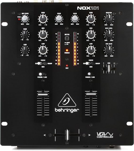 Behringer PRO MIXER NOX101 Premium 2 Channel DJ Mixer with Full VCA-Control and Ultraglide Crossfader,Black