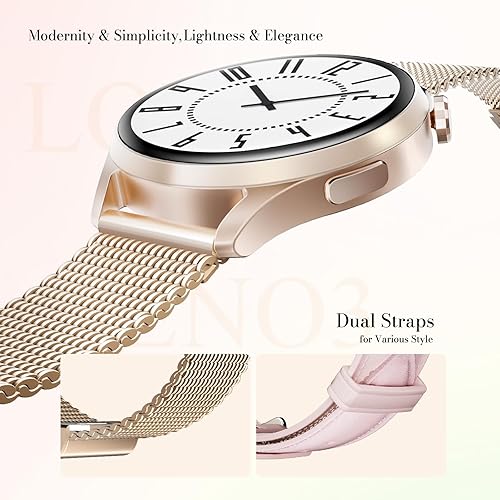 Miniatura 2 de Kieslect Reloj inteligente Lora Reno 3, pantalla AMOLED de 1.5 pulgadas, GPS, llamadas Bluetooth, más de 178 modos deportivos, correa dual, dorado