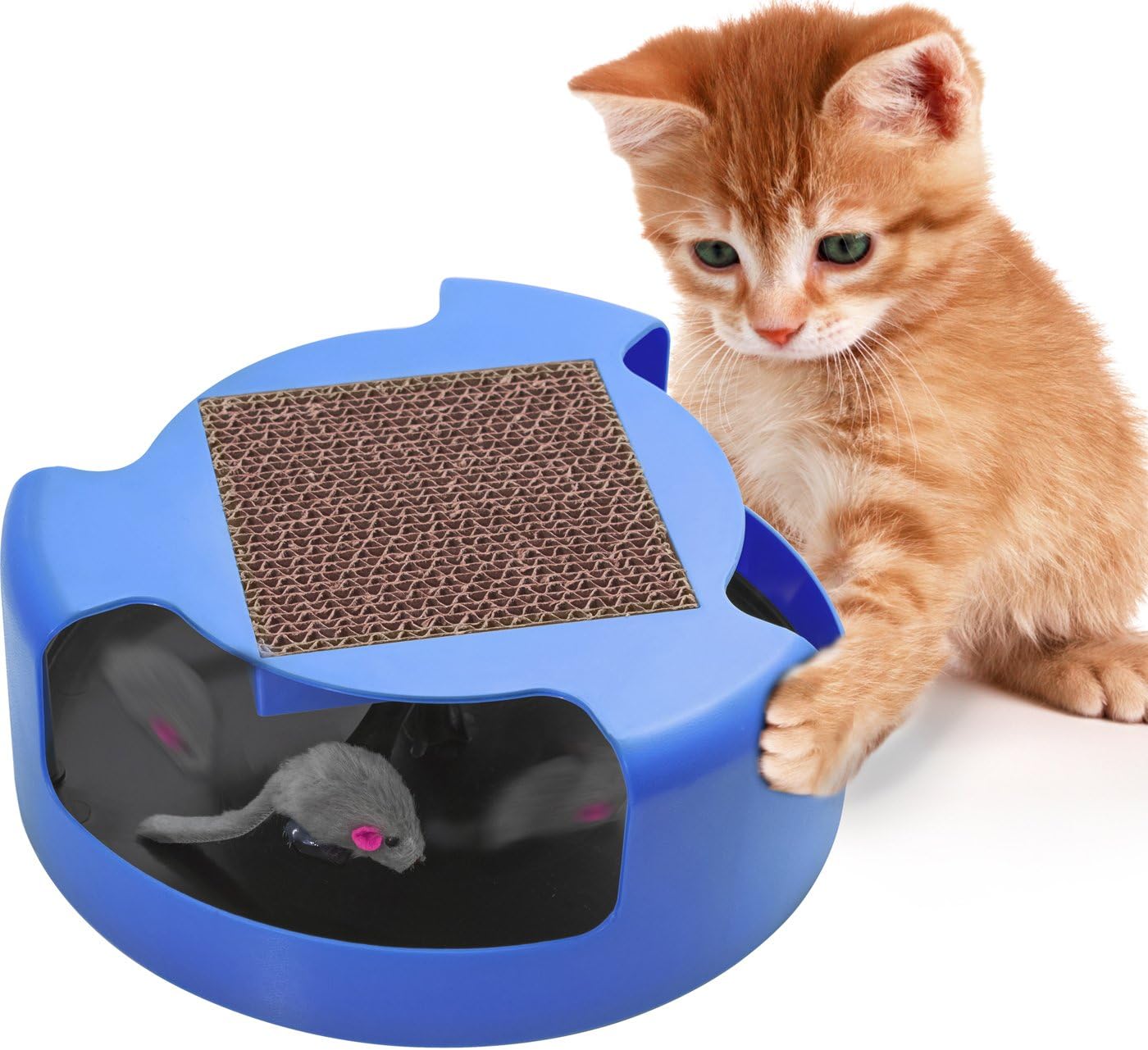 Cat Toys Interactive Kitten Toy - Best for Kitty Cats Supplies - Pet Mouse Play w/ Scratching Post Furniture Scratcher Cardboard Exercise Accessories Moving Fun Stimulation Scratch Swagly Teaser Stuff