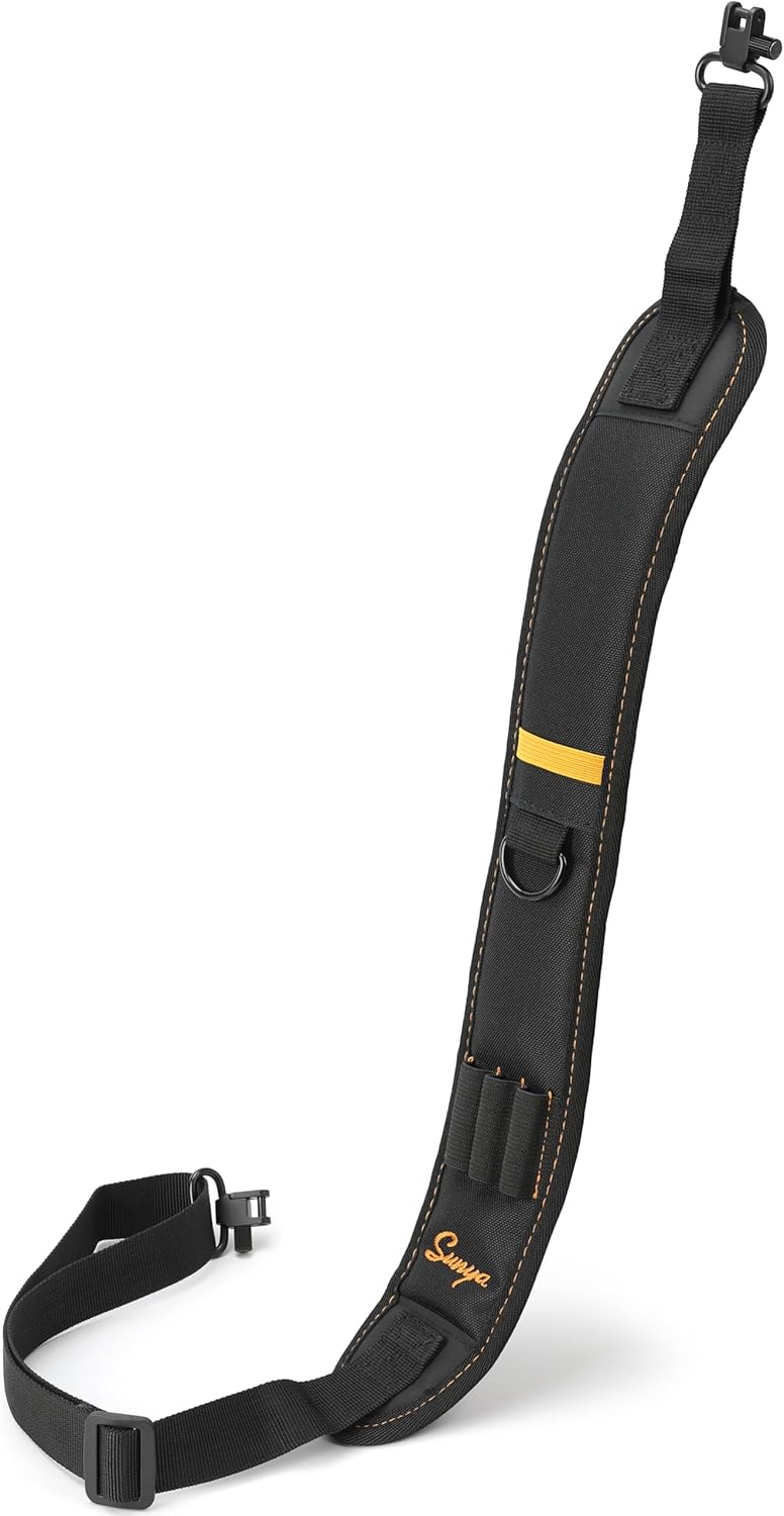 SUNYA Rifle Sling for Hunting - Two Point Gun Sling Strap with Swivels - Non-Slip Neoprene Padded Shoulder Pad with Shells Holder