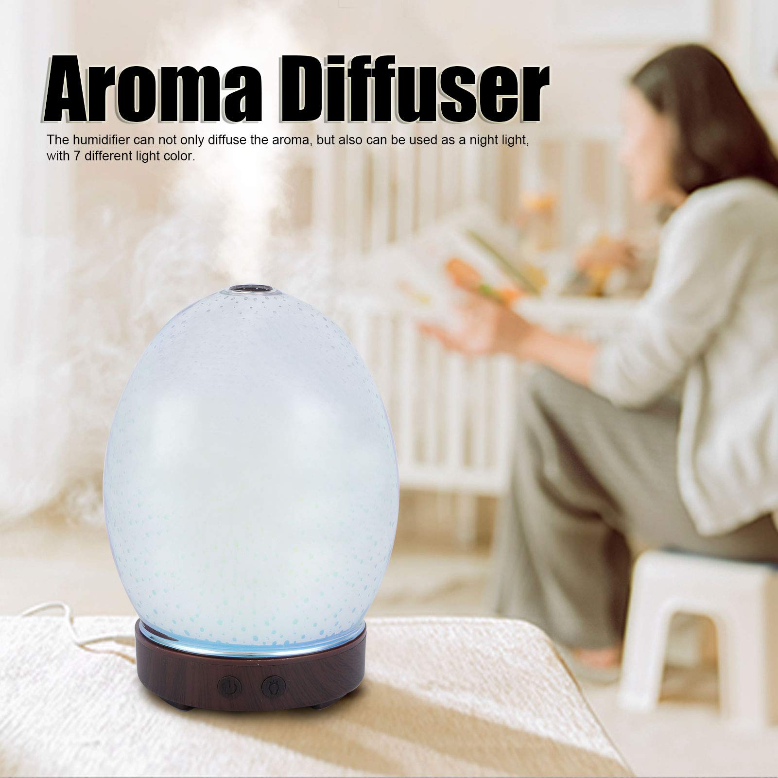 100 Ml Dyfuzor Do Aromaterapii Dyfuzor Zapachowy Do Sypialni, Ciche Nawilżacze Do Domu, 7 Bezpiecznych Kolorów światła, Do Sypialni Dziecka, Hotelu, Rośliny, Biały Wzór Air Wick Essential Mist