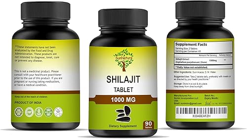 Miniatura 4 de Shilajit Tablets  Hierba pura y natural  Libre de productos químicos y conservantes  90 tabletas, 45 días de suministro de 1000 mg