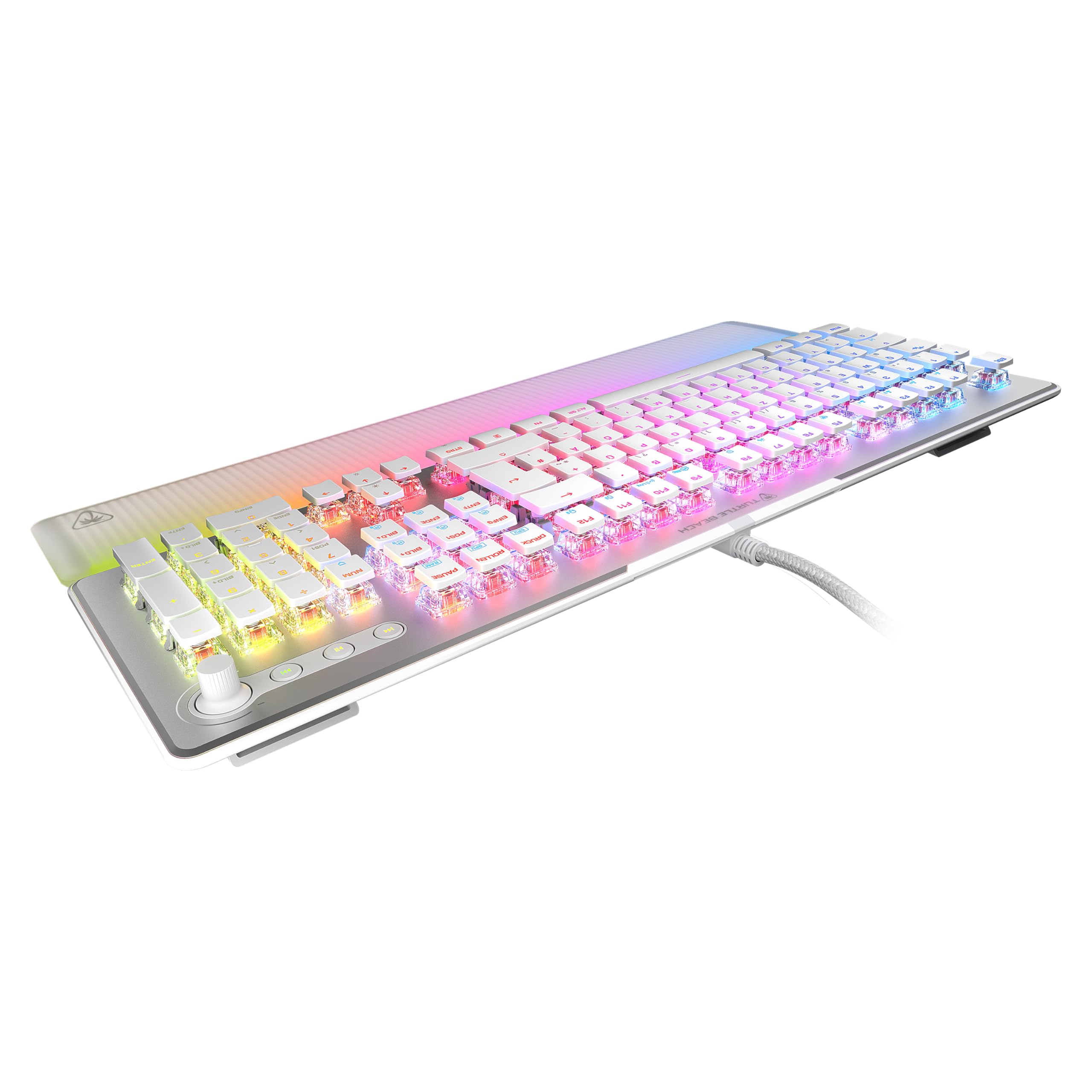 Turtle Beach Vulcan II MAX - Teclado mecánico óptico para PC - Iluminación RGB Personalizable - Reposamuñecas - Interruptor Lineal Titan II - Placa de Aluminio - Blanco