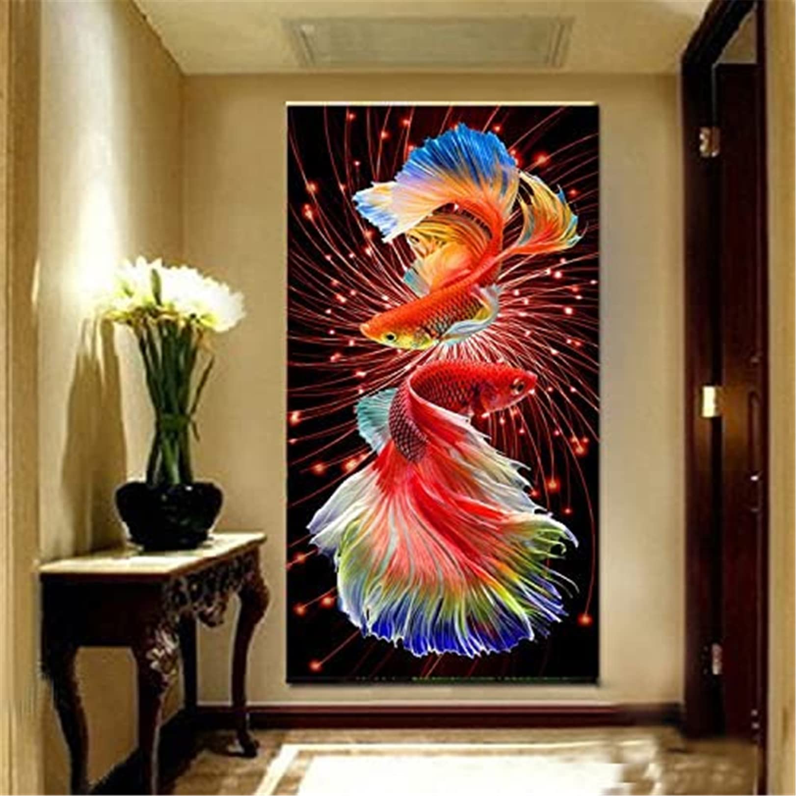 SWECOMZE 5D Diamond Painting Set Goldfisch Diamant Painting Diamant Malerei Wohnzimmer Schlafzimmer Büro Wand Und Eingang Dekoration (60x110cm)