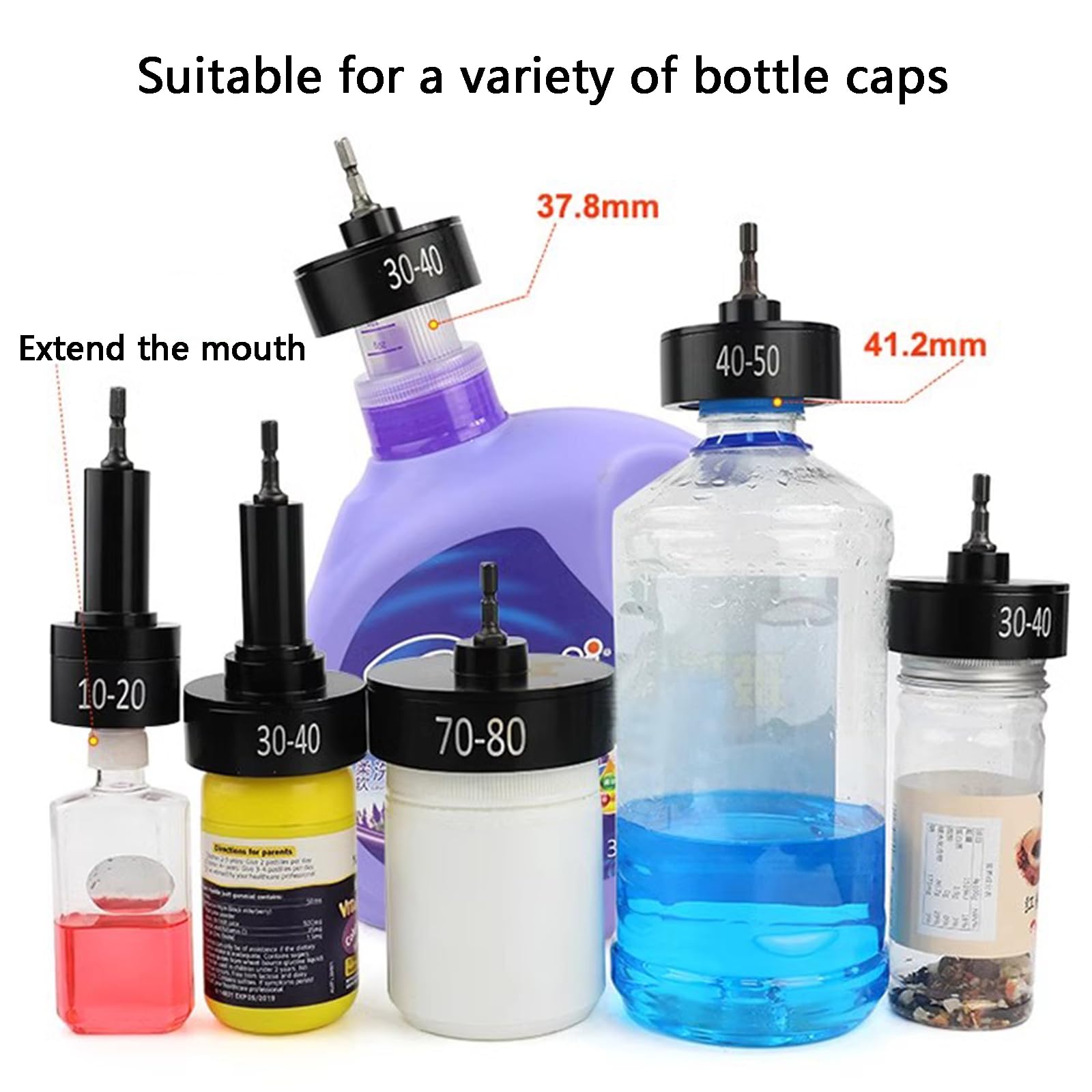 Tappatrice Pneumatica per Bottiglie, Tappatrice a Vite Portatile, velocità Regolabile 2500 Giri/min, con 6 Teste di Tappatura, per Tappi per Bottiglie Φ10-50 Mm