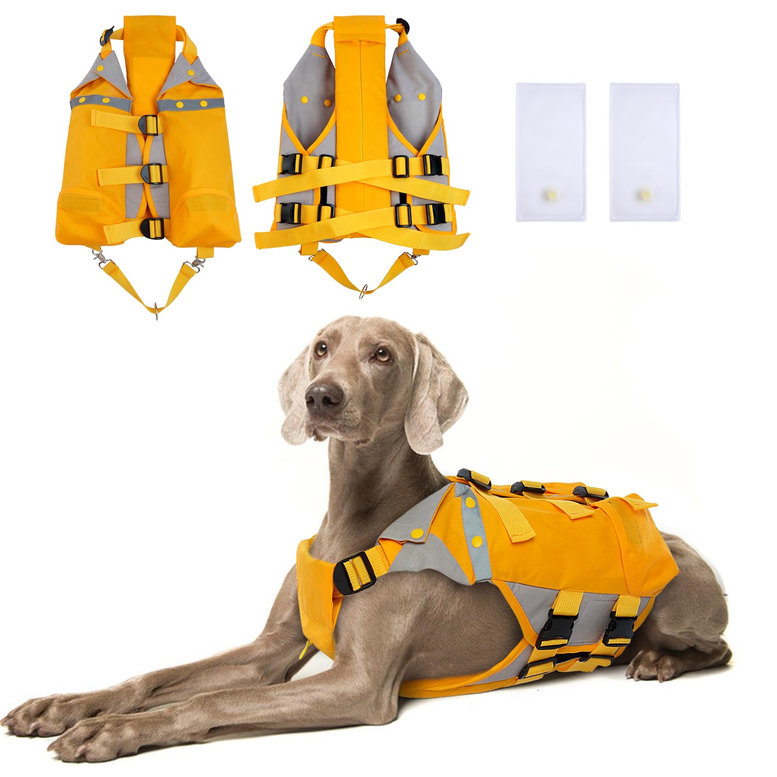 Chaleco Nadar para Perros, Flotador para Perros Chaleco Agua Perros Salvavidas Chaleco Flotador para Perros Salchicha Teckel Chihuahua(Amarillo, L)