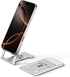 Foldable Cell Phone Stand,Foldable & Adjustable Phone Stand, Desktop Holder Compatible with iPhone 16/15/14 Pro Max, Samsung Galaxy S24/S23 Ultra, All Phones for Watching Videos(Sliver)