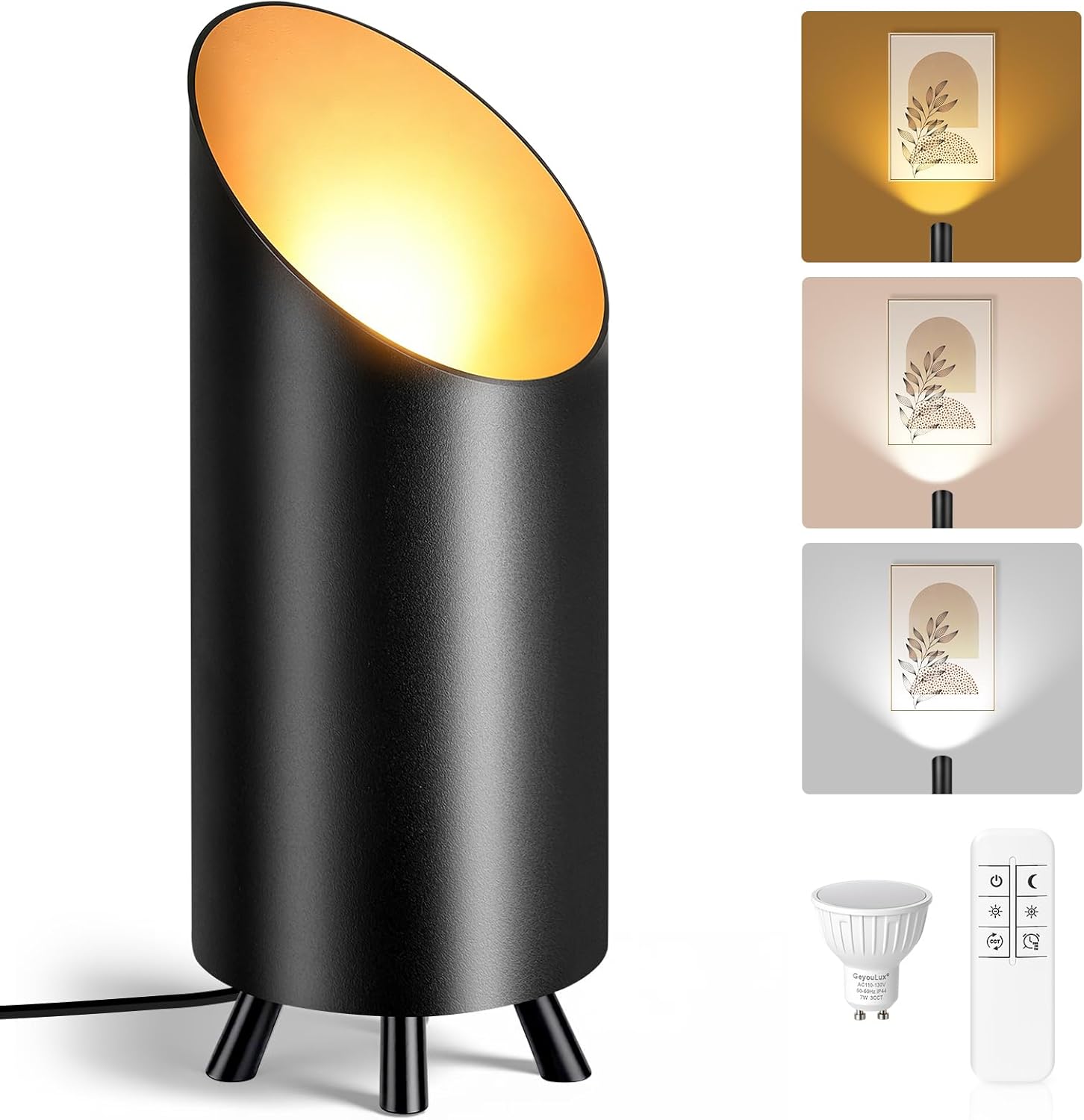 7W LED Floor Can Light Indoor, 700LM Uplights with Remote & APP Control, Dimmable 10-100%, 3 Color 2700K/4000K/6500K, Timer, Foot Switch, IP44 Waterproof, Aluminum, 6.56FT Cable, Black 2 Pack