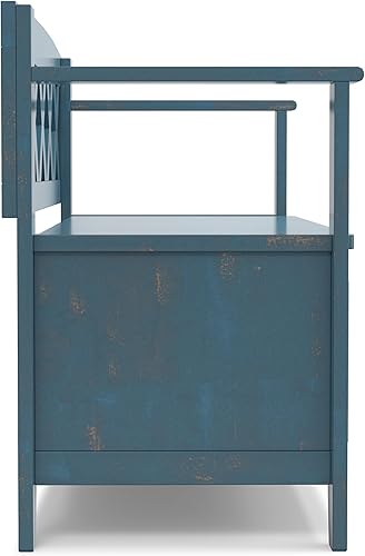 Vista 53 de SIMPLIHOME Amherst Banco de almacenamiento de entrada, asiento de pasillo de madera maciza de 48 pulgadas de ancho en gris niebla, banco