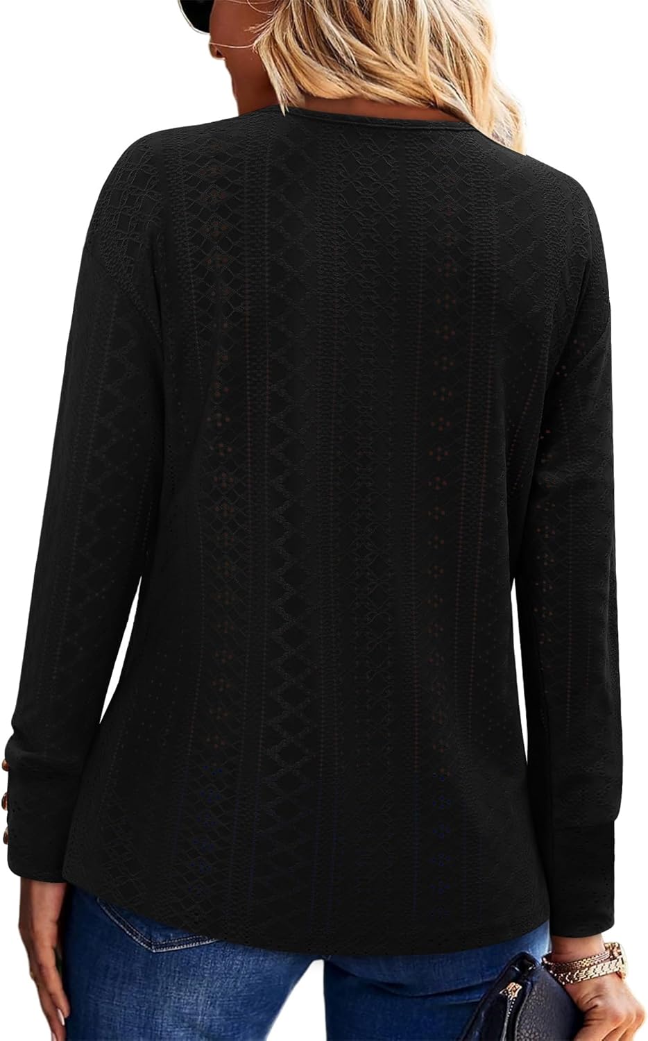 KISSMODA Long Sleeve Fall Shirts For Women V Neck Tunic Tops Embroidered Button Down Knitted Blouses 2025 - Image 3