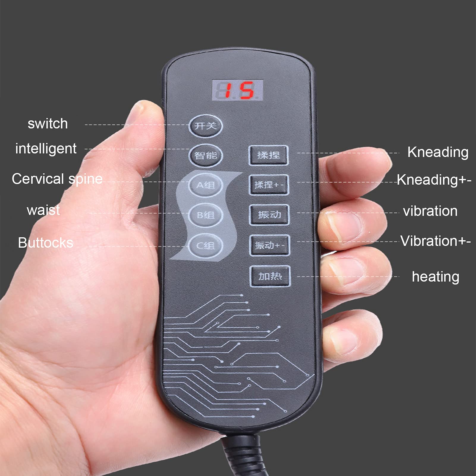 Genérico Esterilla de Masaje calefactora Multifuncional para Cuello y Espalda, colchón de Masaje Corporal Completo para aliviar el Dolor Lumbar, 4 Estilos de Masaje para Espalda, Cuello y Hombros.