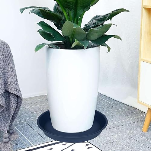 Miniatura 8 de Angde Paquete de 4 platillos para plantas de 14 pulgadas, platillo redondo de 14 pulgadas, bandejas para plantas para macetas, bandeja de goteo de