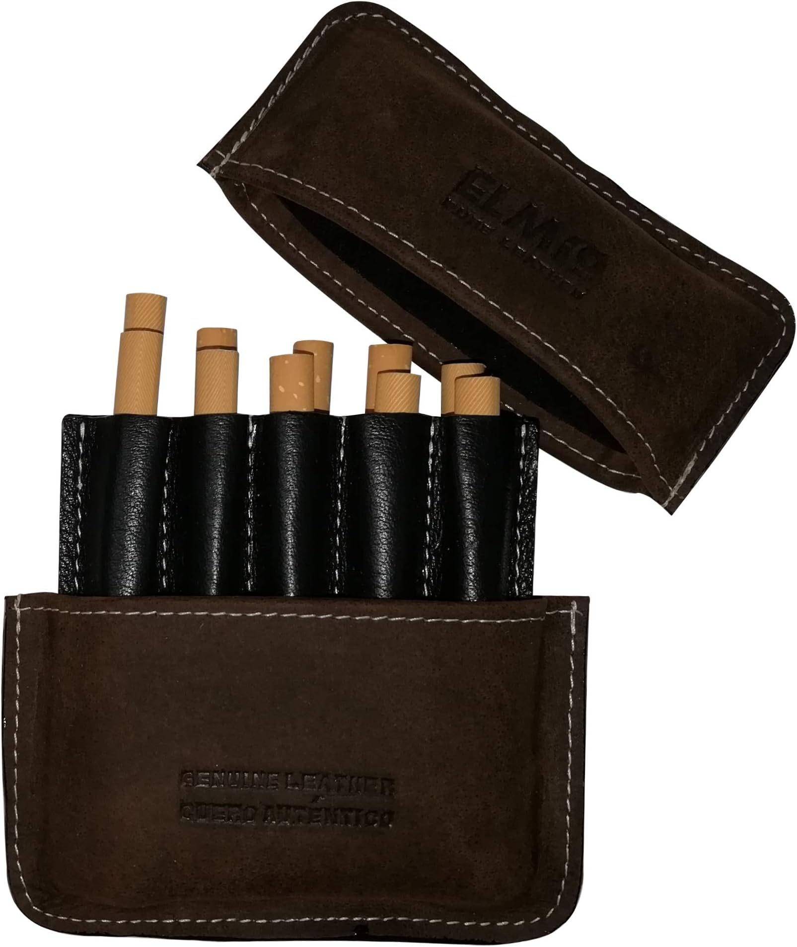 EL Mio� Unique Antique Classic and Royal Pure Genuine Leather Fashionable and Stylish Designer Vintage Brown Cigarette Holder - Can be Carried up to 10 Regular King Size Cigarettes