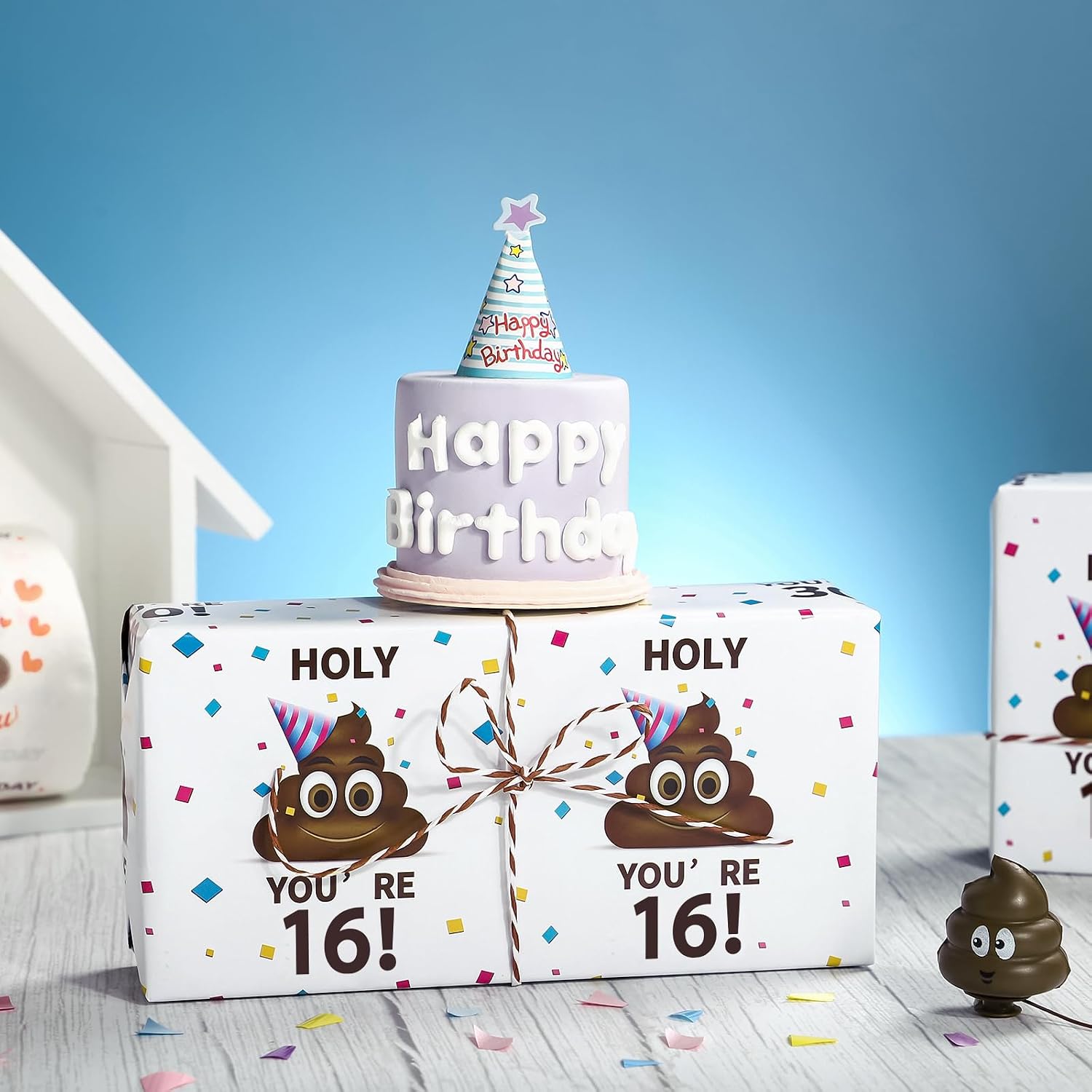 WRAPAHOLIC Funny 16th Birthday Wrapping Paper Sheet - 6 Sheets Holy Shit You're 16 Design Folded Flat for Birthday, Party, Prank - 19.7 Inch x 27.5 Inch Per Sheet image 3