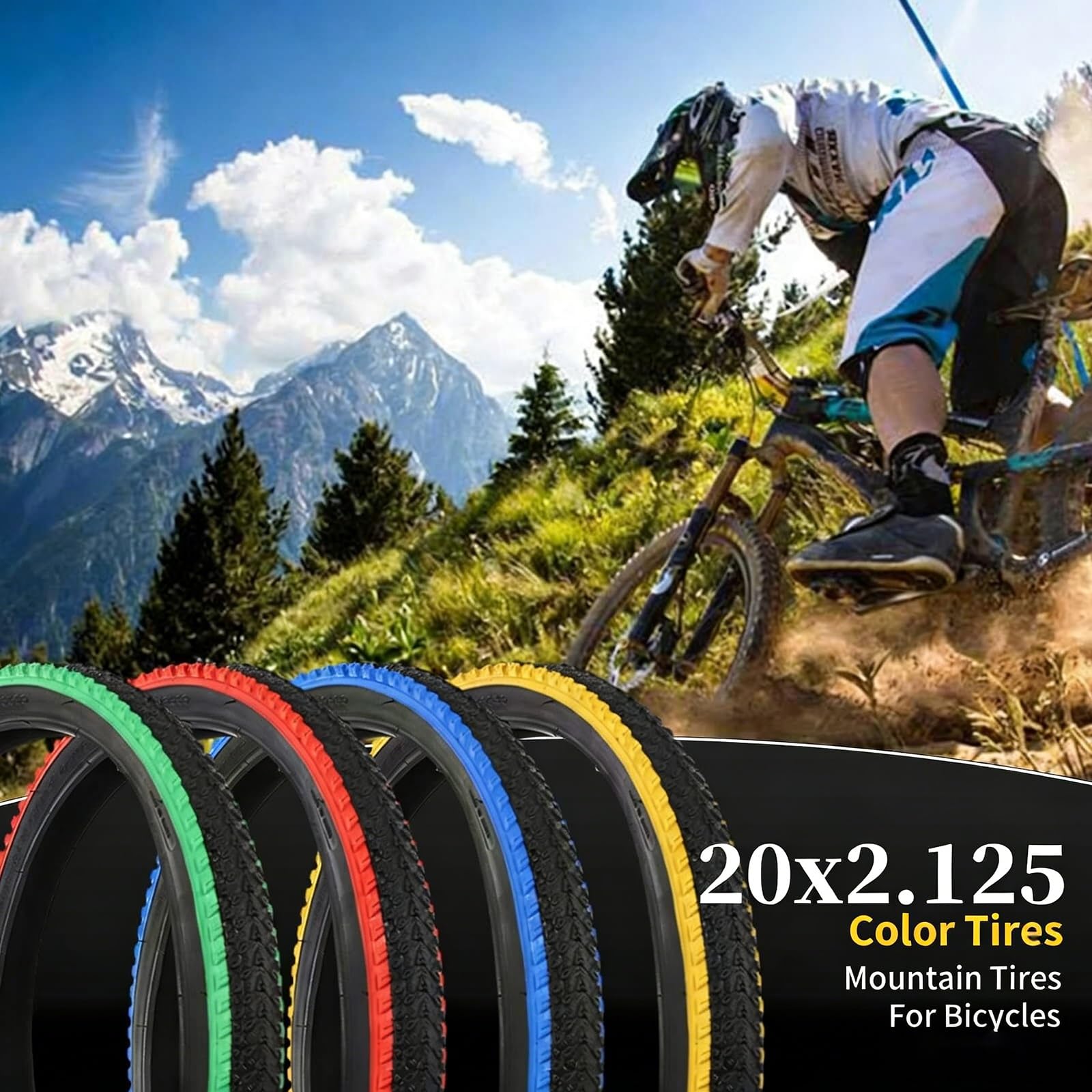 20x2.125 Opona Rowerowa, Odporna na Przebicia i o Niskim Oporze Toczenia, Odpowiednia do Rowerów Górskich i Miejskich, Równoważna 27.5 Cala(Yellow)