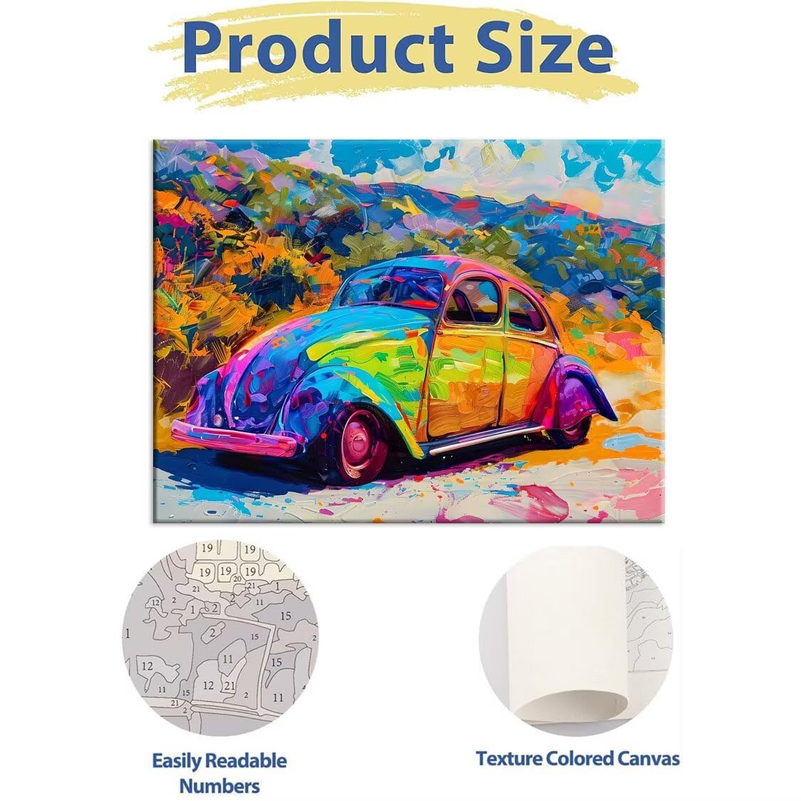 Peinture par Numéros pour Adulte, DIY Paint by Numbers Acrylique pour Enfants Débutants Facile sur Toile Kit de Peinture à l'huile sur 70x90cm, Peinture Décor de la Maison - Voitures (sans Cadre) E738