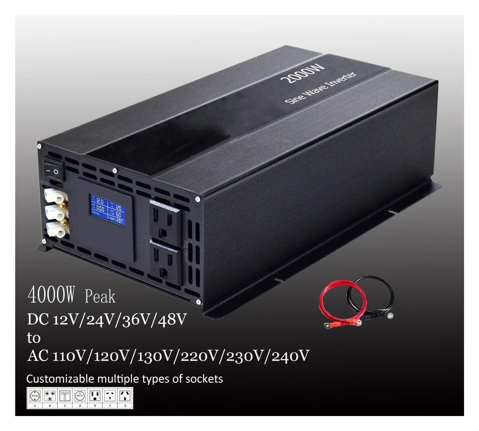 Convertidor Adaptador Electrodomésticos 12V/24V/36V/48V CC 110/120V/220V/230V/240V 1KW 2KW 3KW Fuera Red Inversor Onda Sinusoidal para Pura Panel Solar Batería inversor