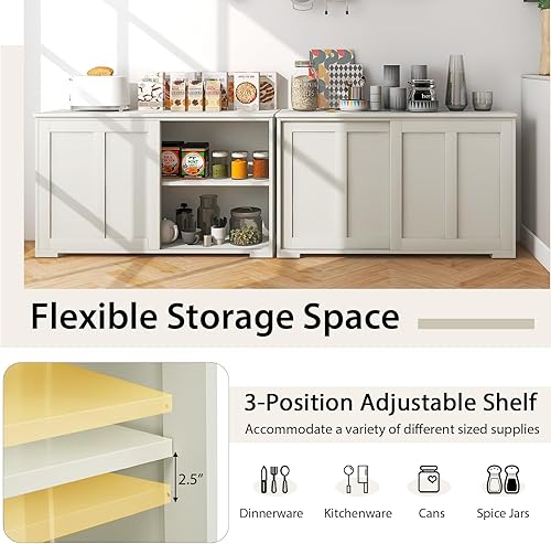 Vista 59 de Costzon - Aparador de almacenamiento para cocina, gabinete apilable antiguo para el hogar armario de bufé para el comedor