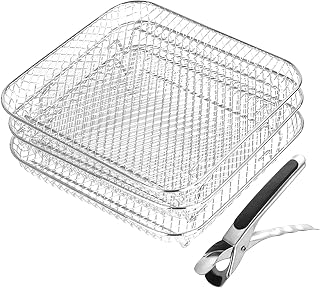 Air Fryer Rack para cesta doble, 3 capas, accesorios para freidoras de aire, acero inoxidable 304, estante para freidoras de aire para torre/Develogy de doble cajón de almacenamiento, accesorio de