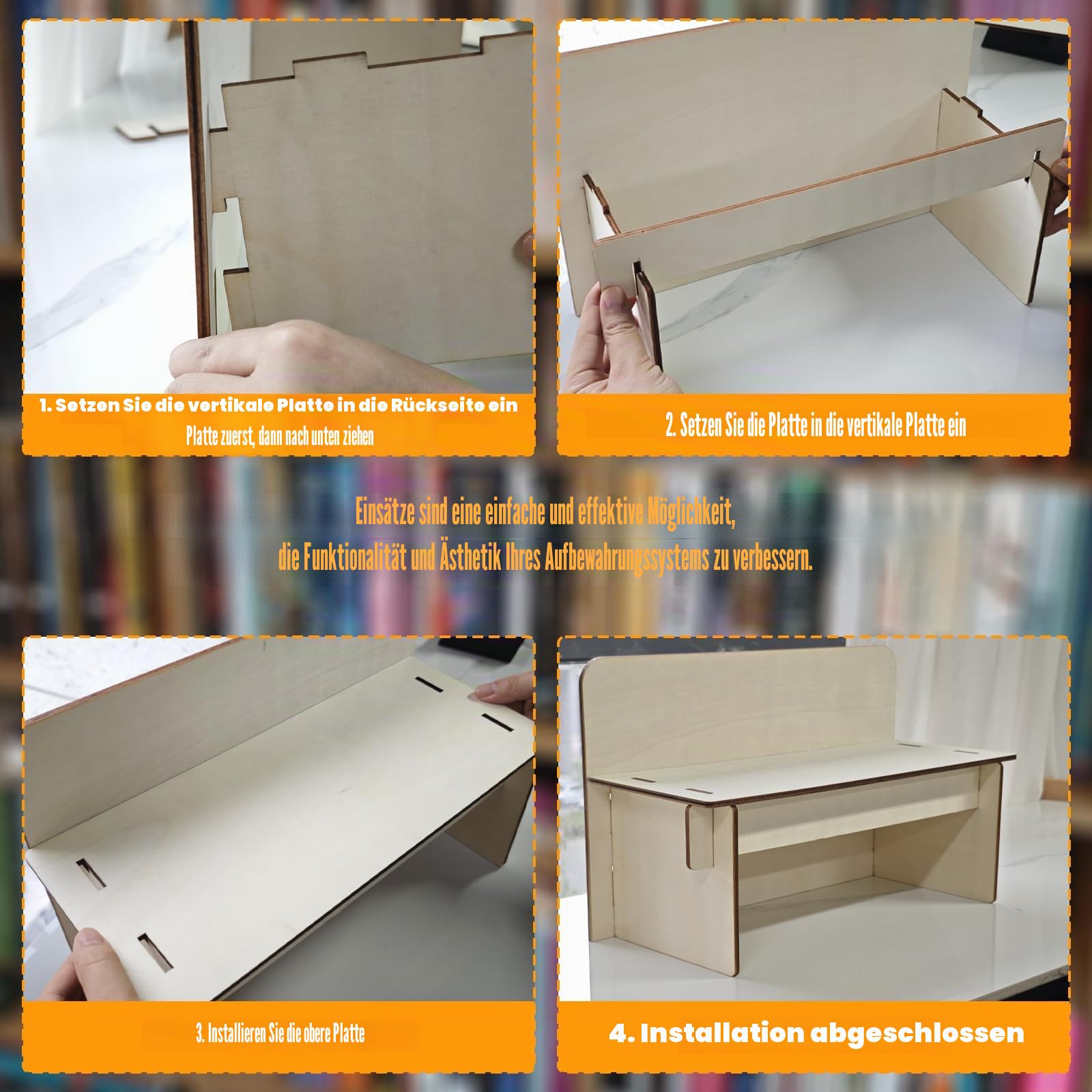 Taschenbucherhöhung, kompatibel mit Ikea Kallax Aufbewahrungseinheit, Einlegeböden für verbesserte Buchorganisation,