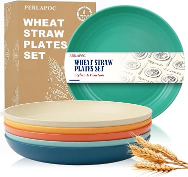 Wheat Straw Dinner Plates Set,10In Microwavable Plates for Kitchen