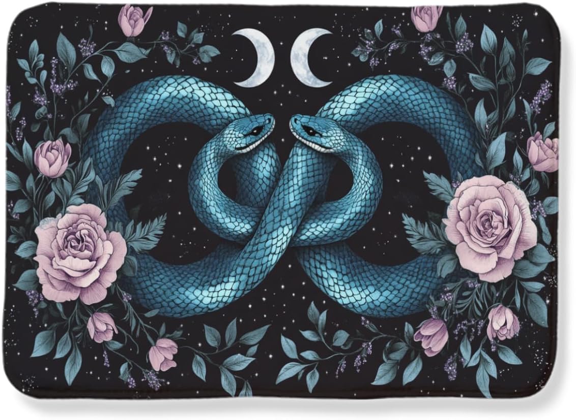 Blue Snake Pattern Carpet 24x36inch Modern Area Rug, Soft, Durable, Non-Slip, Suitable for High-Traffic Areas