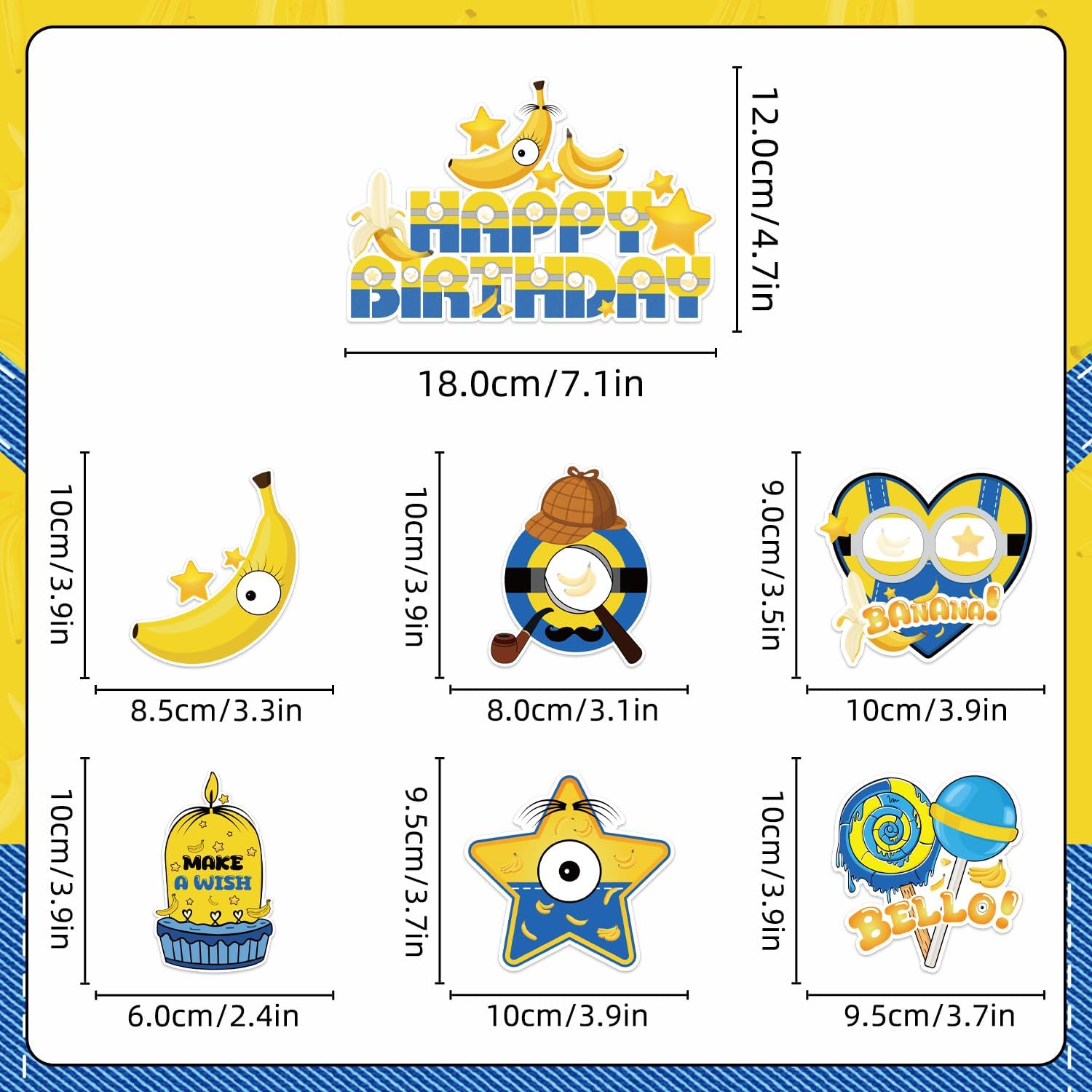 140pcs Birthday Party Decorations Banana Theme Tableware Set for 20 Guests | Banner Hanging Swirls Paper Plates Cups Napkins Forks Tablecloths Honeycomb Centerpieces Cake Toppers Latex Balloons