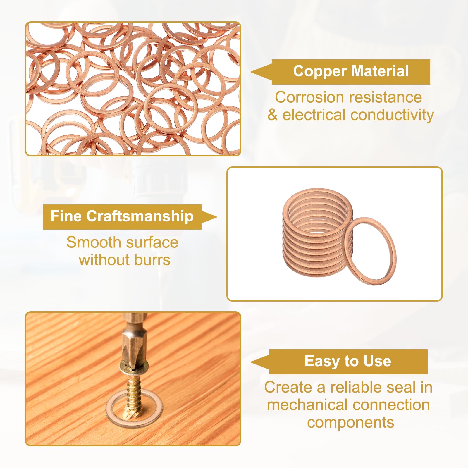 PATIKIL M16 Copper Washer Sealing Ring - Image 3
