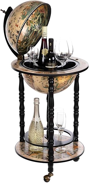 Home Bar Trolley 33001WB Black and White 100 cm Globe Bar Decoration Bar Table World Globe