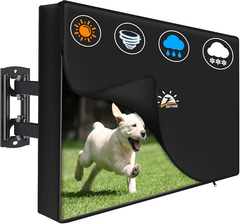Outdoor TV Cover 40 to 43 Inch - 600D TV Cover with Zipper Weatherproof & Waterproof for 40-43 Inch TV, Heavy Duty TV Enclosure Protector for Outside Flat Screen TV
