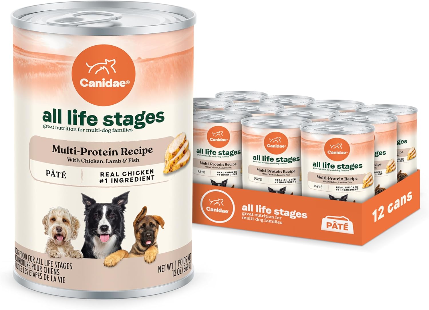 Canidae All Life Stages Premium Wet Dog Food for All Breeds, All Ages, Multi-Protein with Chicken, Lamb & Fish, 13 Ounce (Case of 12)