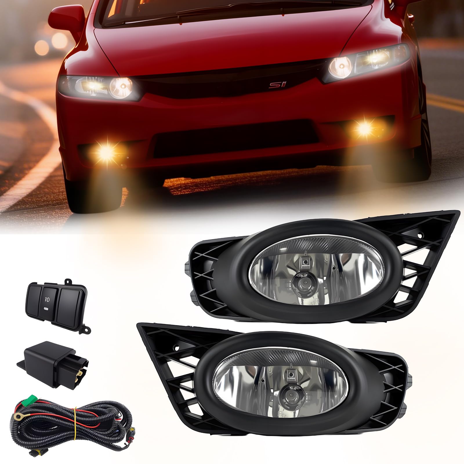 Fog Lights Compatible with 1999-2002 Chevy Silverado 1500 2500/2001 2002 Silverado 1500HD 2500HD 3500/2000-2006 Tahoe Suburban 1500 2500(Clear Lens) — view 25