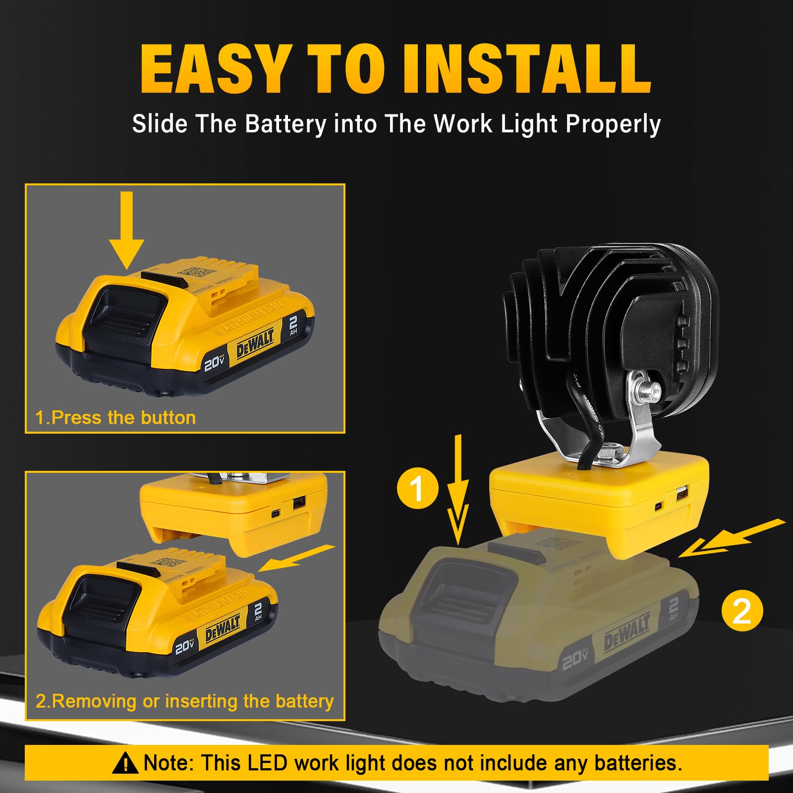 40W 4000LM LED lampa robocza do akumulatora Dewalt 18/20V