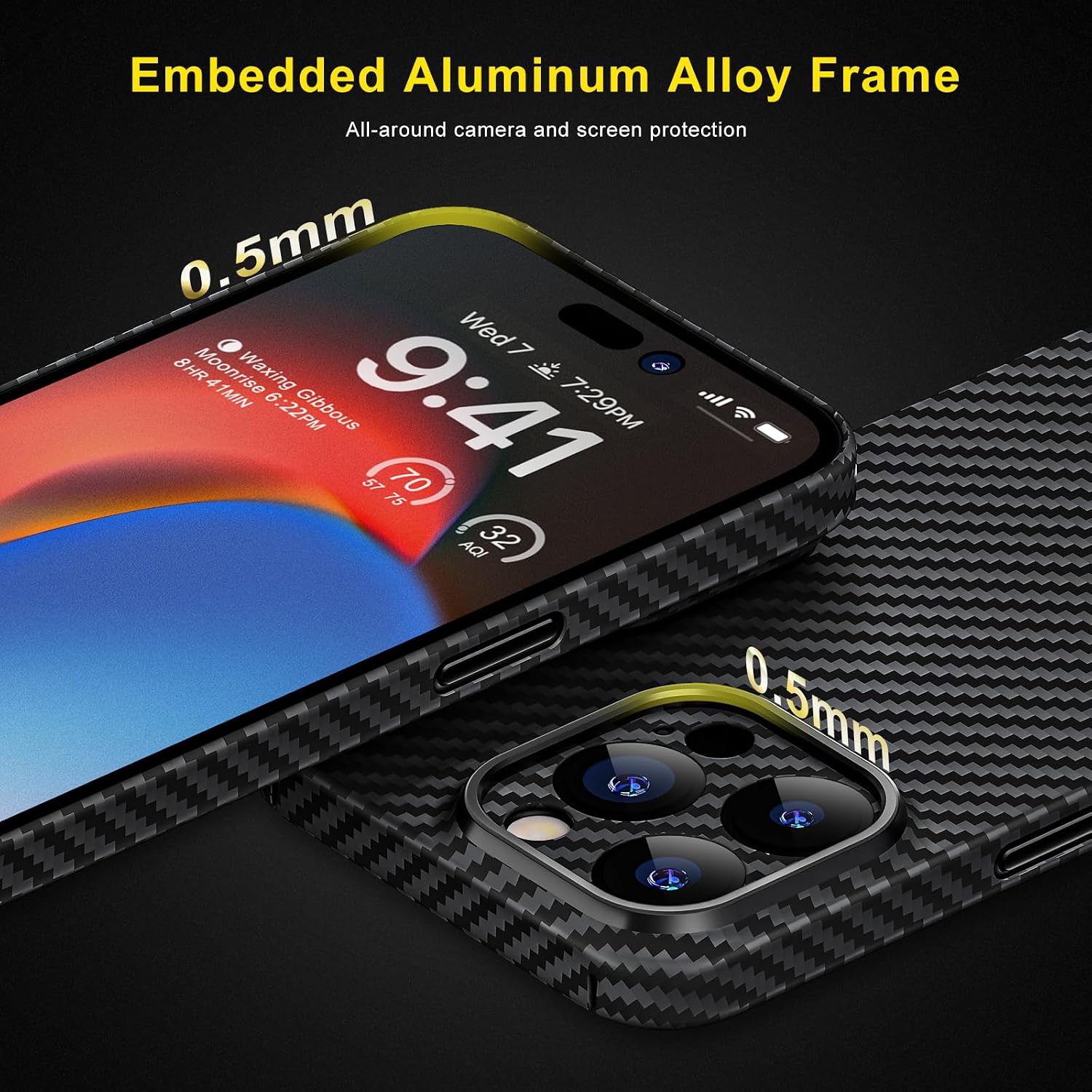 memumi Real Aramid Fiber for iPhone 15 Pro Max 2023 6.7" Thin Case, Sturdy Durable 0.5 mm Slim Fit for iPhone 15 Pro Max Carbon Fiber Case [Camera Full Protection] Military-Grade Drop Protection Grey