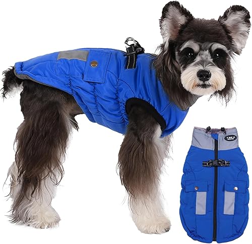 Norbi Abrigo de invierno para perro, abrigo cálido para perro, abrigo reflectante ajustable para perro, impermeable, cuello alto con forro cálido,
