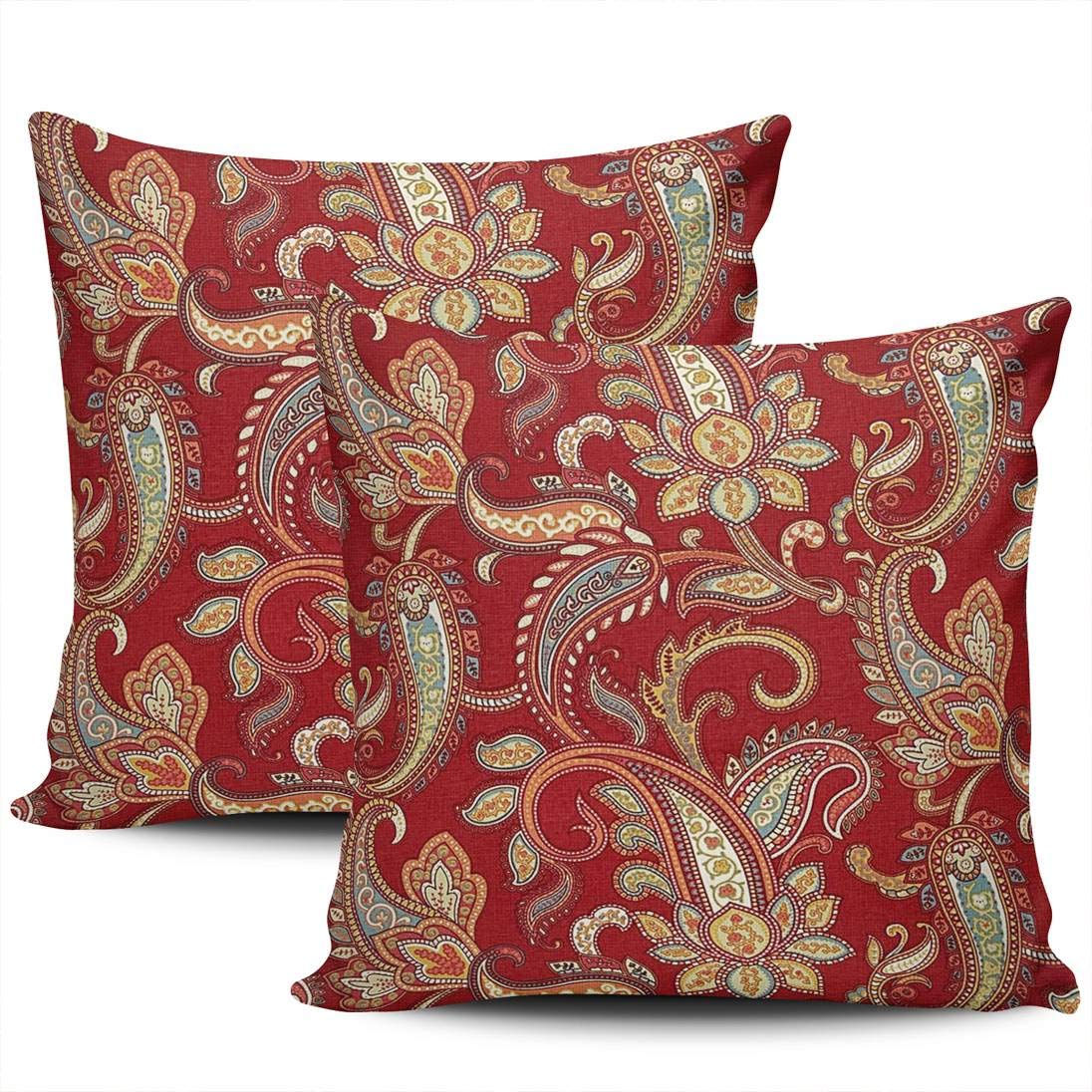 WEINIYA 20x20" Cotton Linen Throw Pillow Cover - William Morris Vintage Floral Print