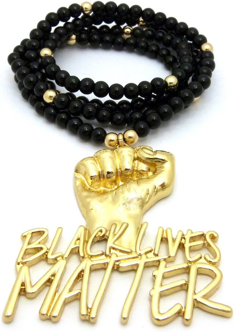 GWOOD Black Lives Matter Fist Pendant Necklace Gold Color