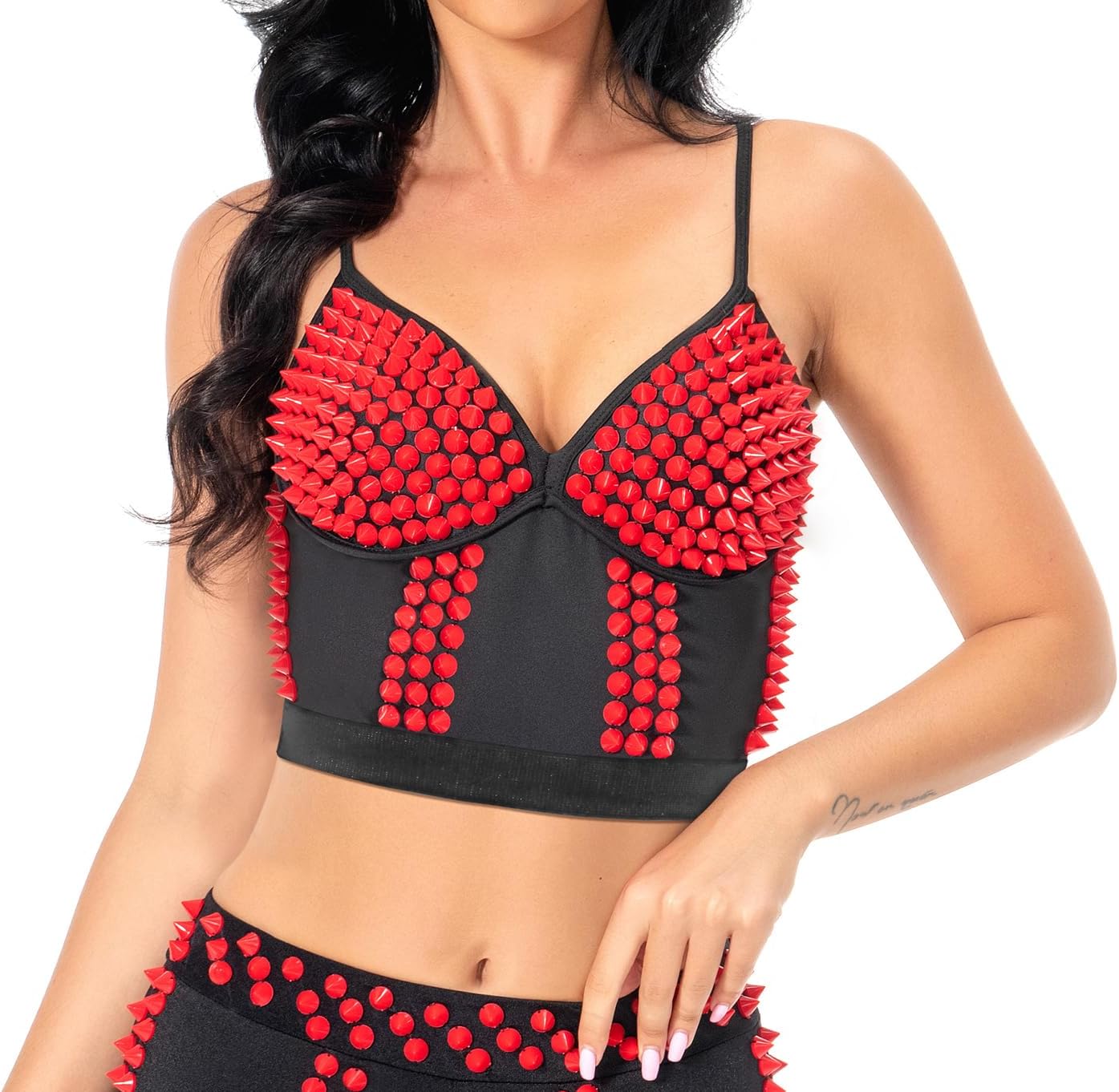 Whitewed Rivert Women Stage Party Concert Bustier Crop Bustier Top Elastic Shirring Back