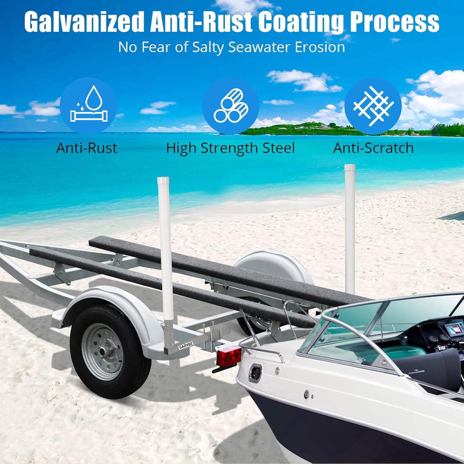 Garvee Adjustable 40" Boat Trailer Guide Poles, 2 Pcs Rustproof Galvanized Steel with PVC Protection, 43" Height, Flexible Installation for Easy Loading of Ski, Fishing & Sailboats