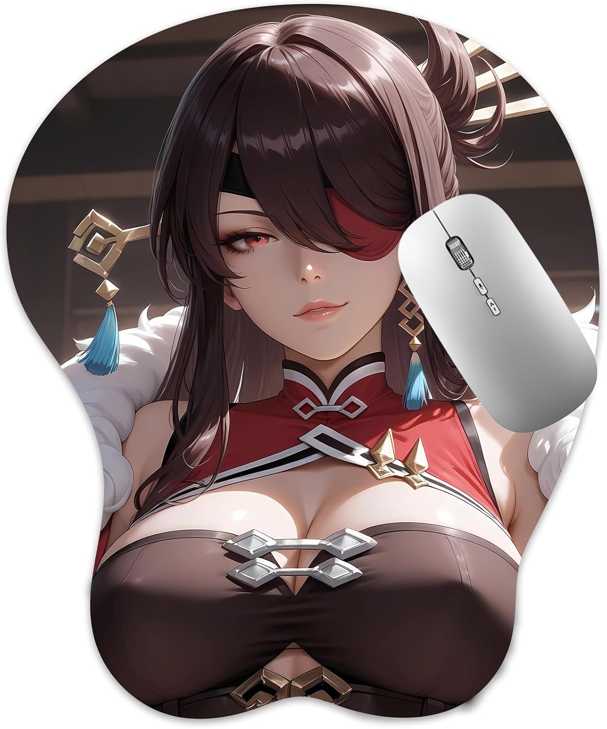 3D Mouse Pad Oppai Mousepad with Soft Gel Wrist Rest Anime Manga Gaming Boob pad Anti-Slip Mouse Mat （ Beido ）