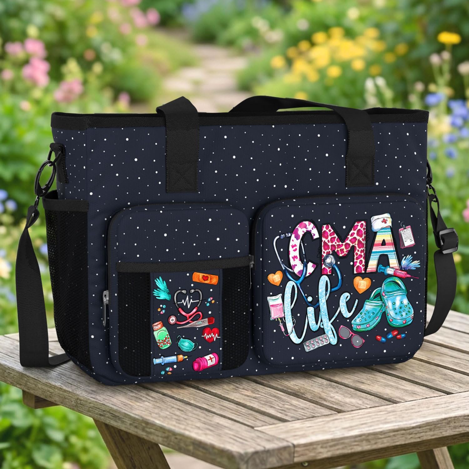 Nurse Work Bag for Women, Large Tote with Pockets and Organizer image 3