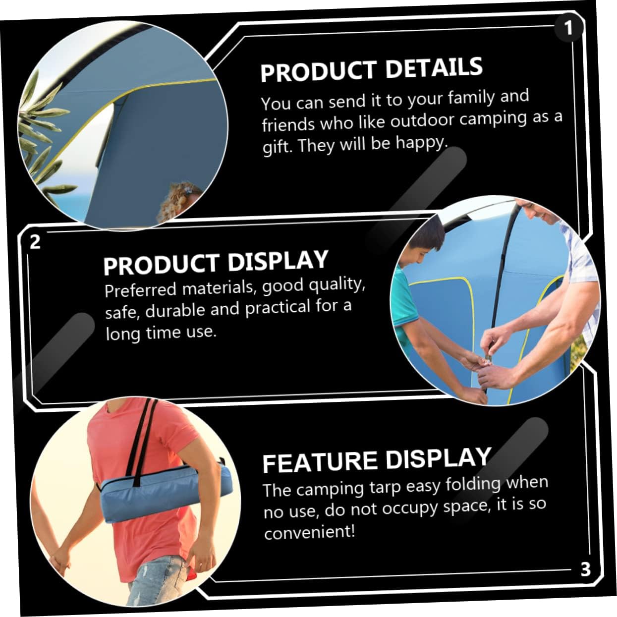 1Pc Camping Tent Instant Pop Up Beach Canopy with Rain Cover Durable Outdoor Shelter for Hiking Picnic and Family Adventures Lightweight and Breathable Design