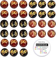 Vista 13 de 100 piezas de cuentas de cristal natural, piedras preciosas redondas sueltas de curación de energía con cordón elástico de cristal para hacer joyas