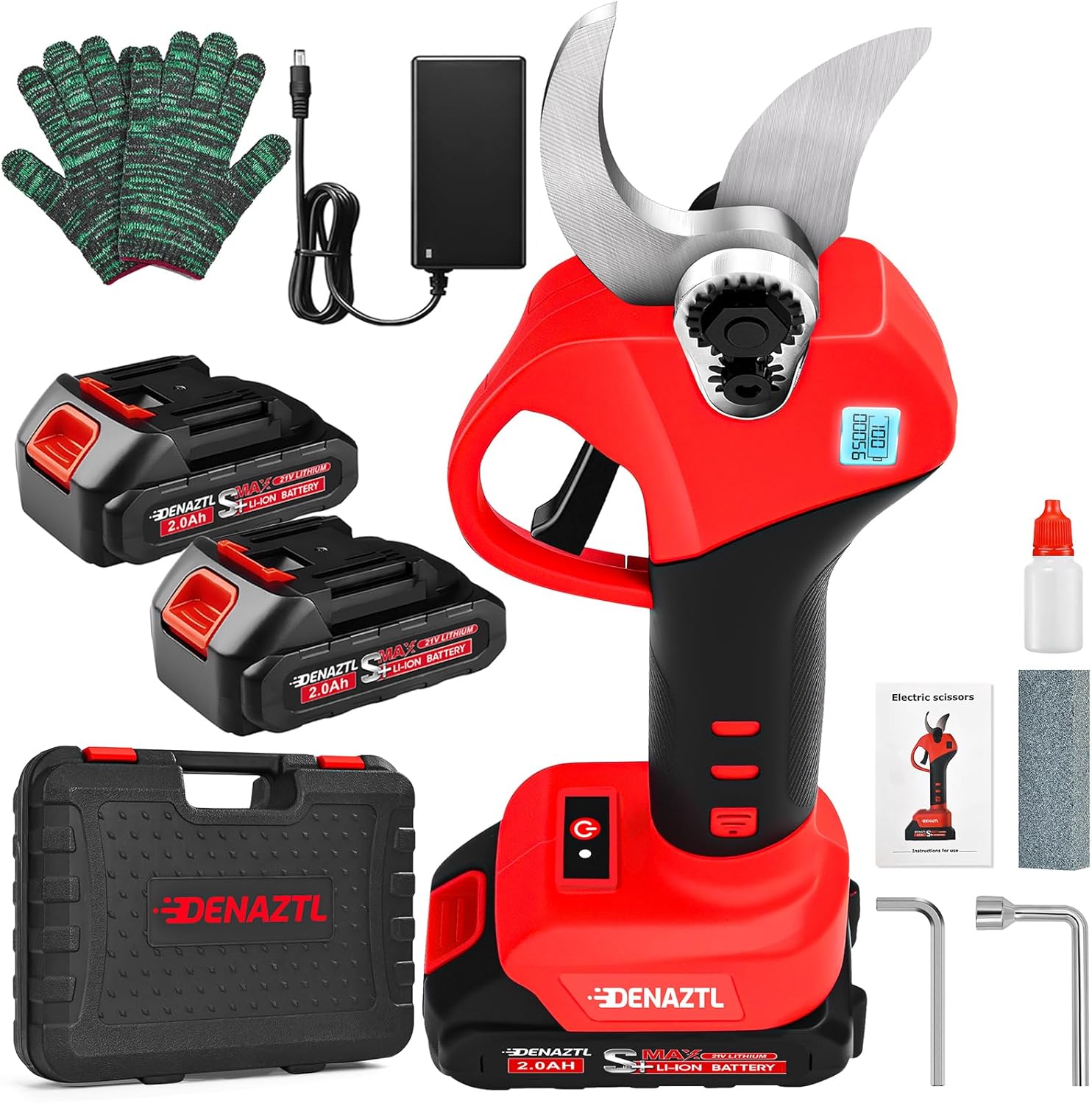 Electric Pruning Shears Cordless, Portable Brushless Pruning Shears with 2x2000mAh Battery, Adjustable Cutting Diameter 0.9-1.35 Inch for Garden Flower Tree Branch Trimming