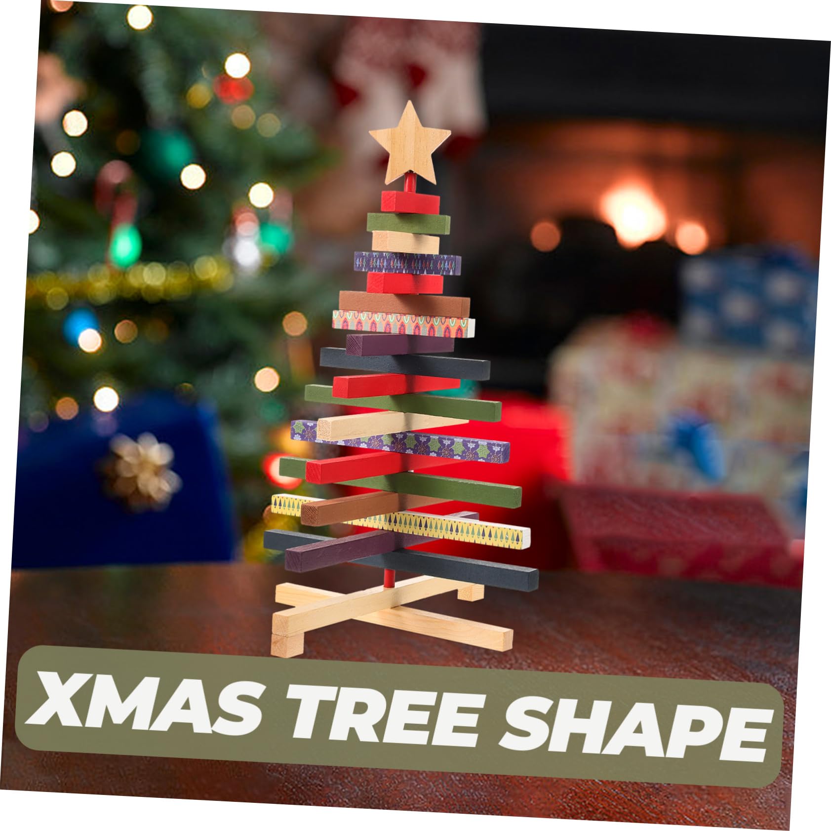 Alipis Albero di Natale in Legno Rustico Decorazione Natalizia da Tavolo Ornamento per Festa di Natale Centrotavola per Casa