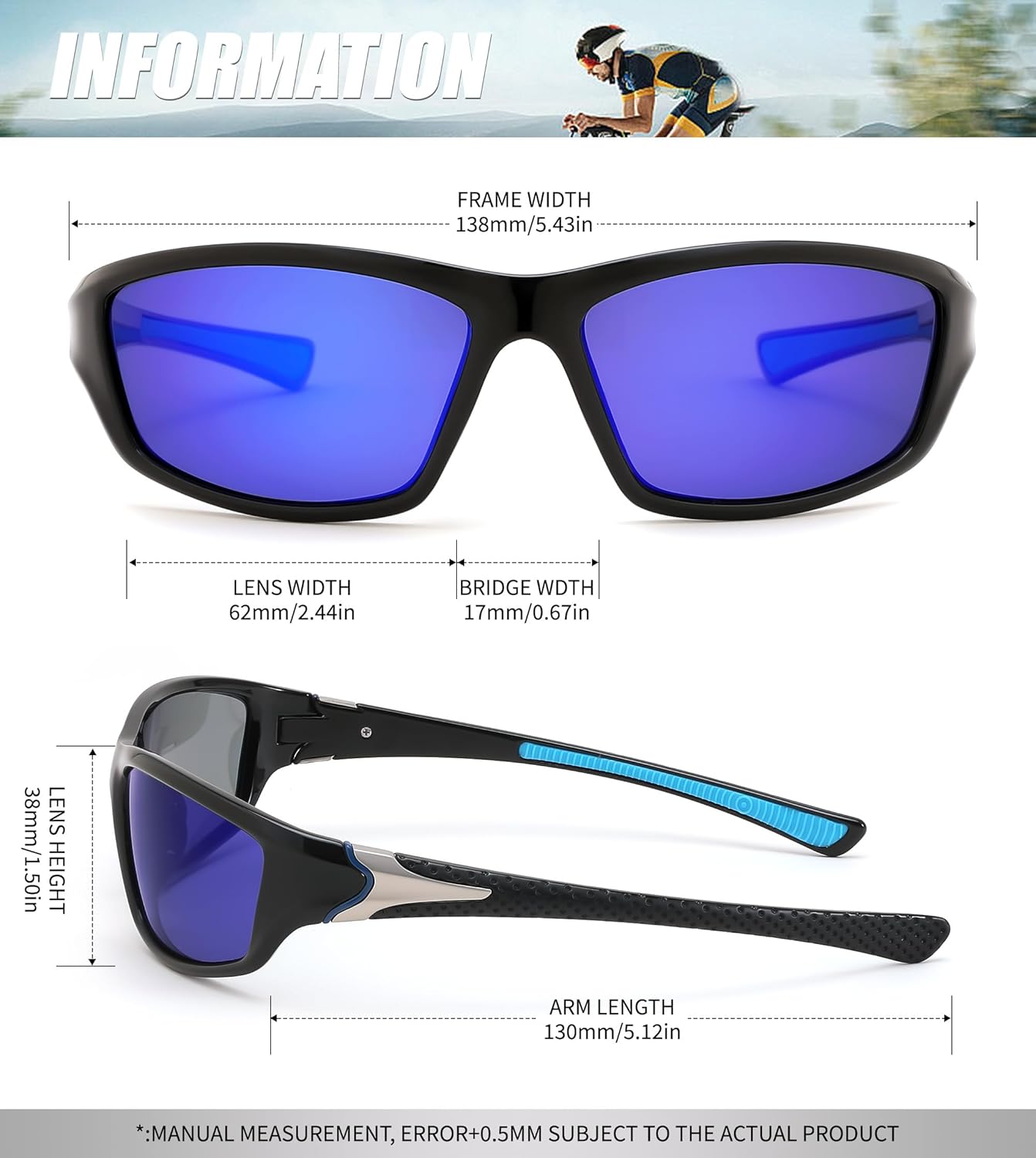 FEISEDY 3 Pack Polarized Sports Sunglasses for Men, Wrap Around Frame, UV400 Protection, Fishing Driving Cycling B2674